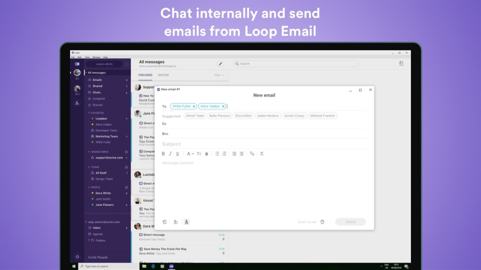 screenshot of Loop Email